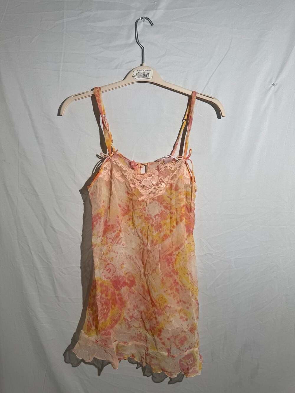 Victoria's Secret Vintage Sheer Floral Slip Dress Womens Medium Pink Yellow Coqu